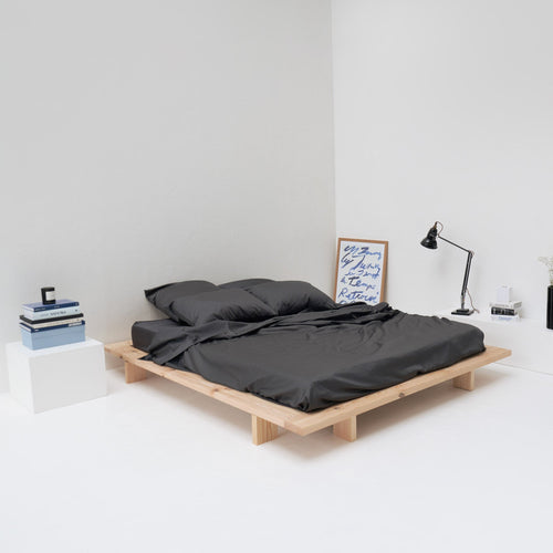 Drap Plat En Satin De Coton Égyptien 300 Fils - Gris Graphite