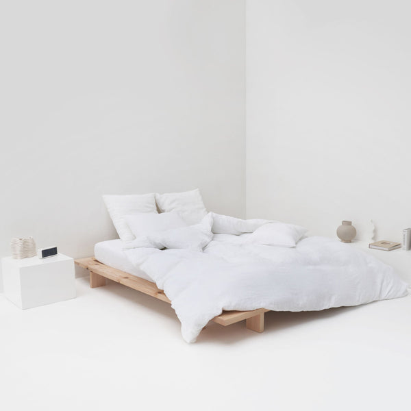 housse de couette haut de gamme en lin lavé blanc maison most