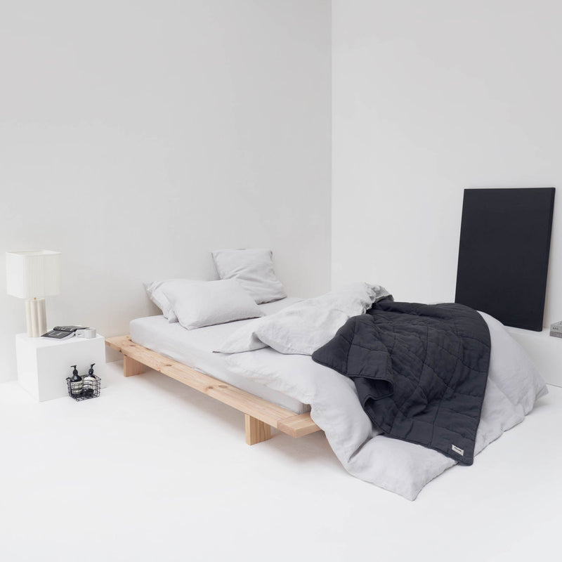 Drap Housse En Lin Lavé 190G/M² - Gris Galet