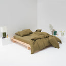 Drap Housse En Lin Lavé 190G/M² - Vert Olive