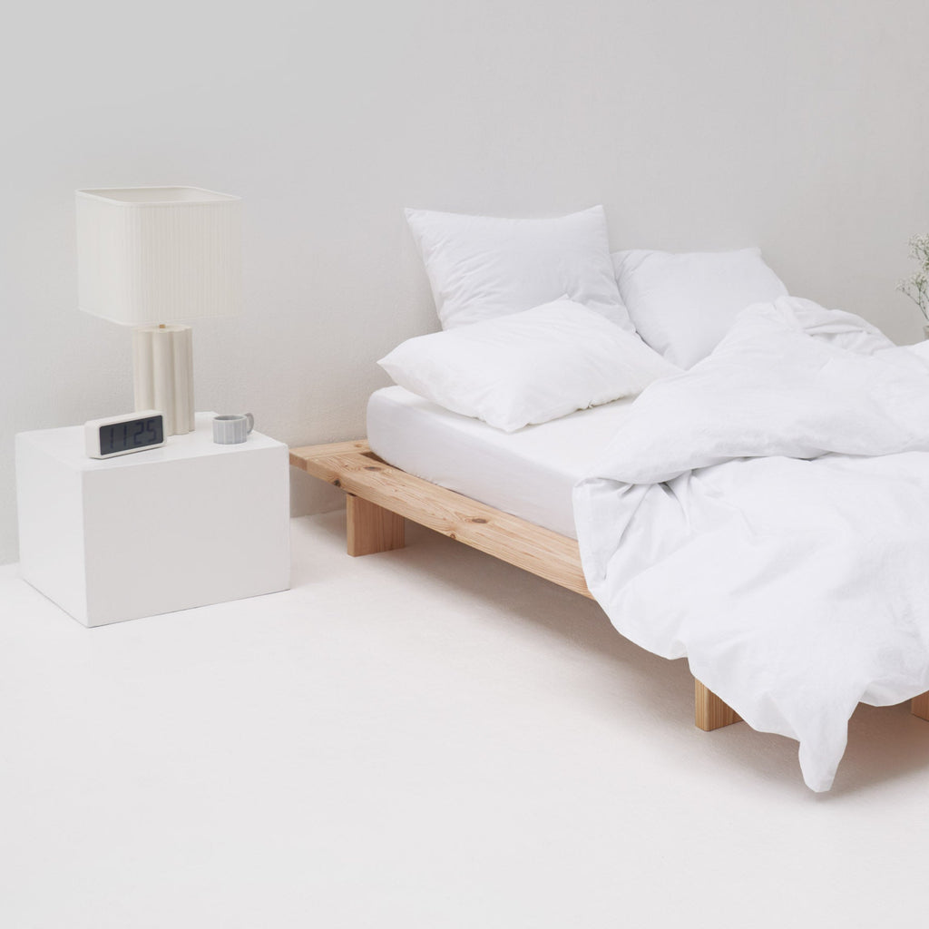 Most high-end white washed cotton percale fitted sheet