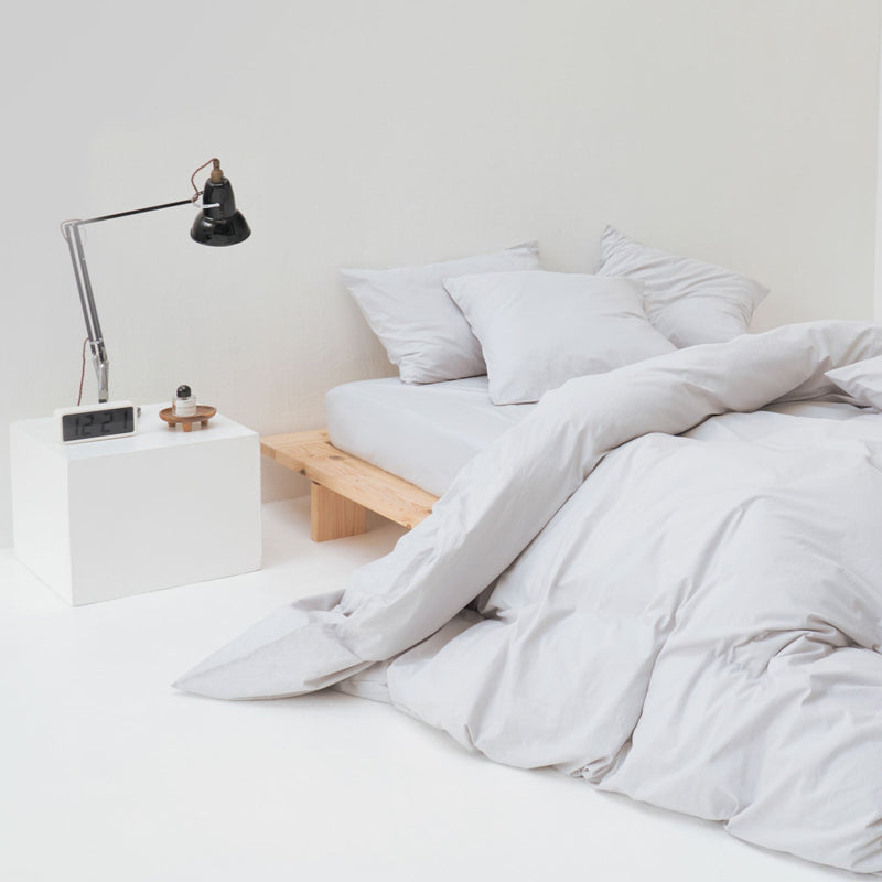 Drap housse grand bonnet percale coton lavé haut de gamme gris Most