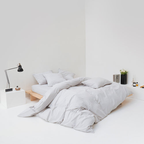 linge de lit percale coton lave coton egyptien gris galet maison most