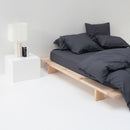 Drap housse grand bonnet percale coton lavé haut de gamme gris graphite Most