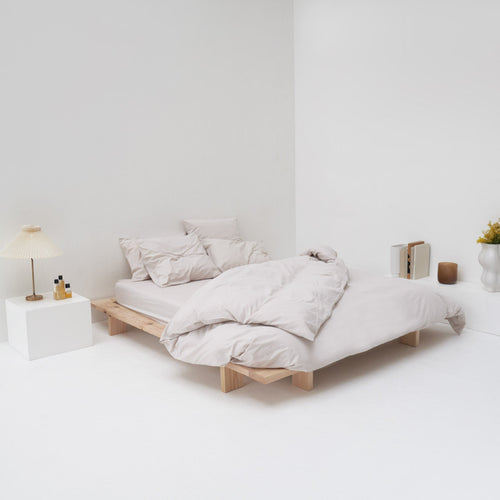 linge de lit haut de gamme percale lavee coton egyptien beige most