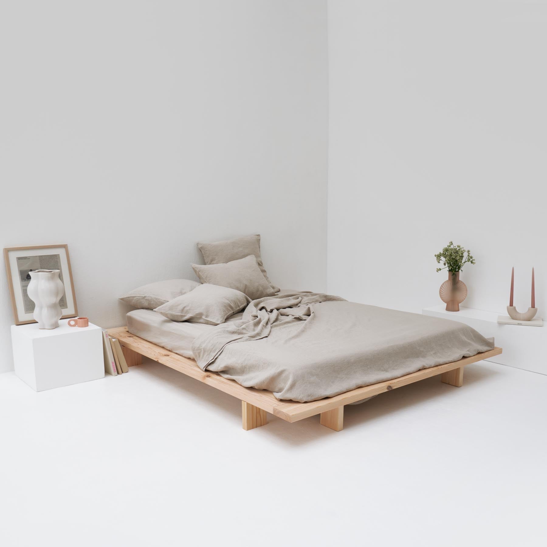 Most high-end French natural washed linen flat sheet