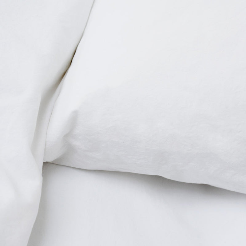Drap Housse En Percale De Coton Lavé 300 Fils - Blanc