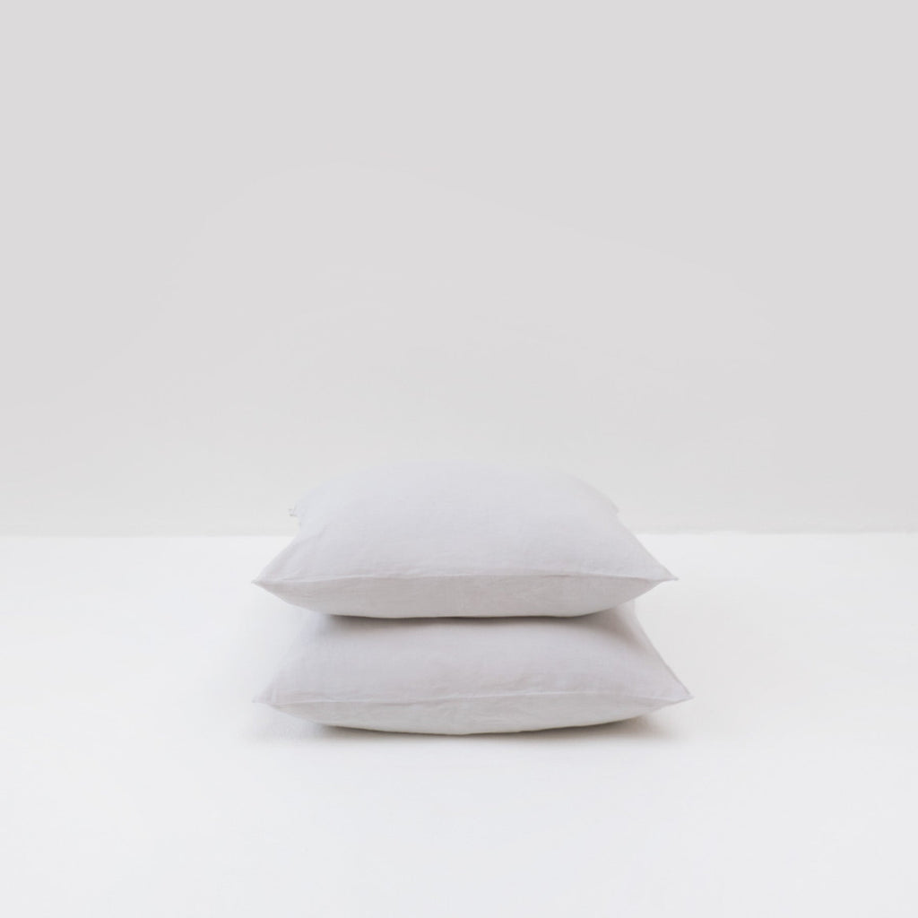 2 Taies D'Oreiller - En Lin Lavé 190G/M² - Gris Galet