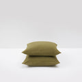most olive green washed linen pillowcase