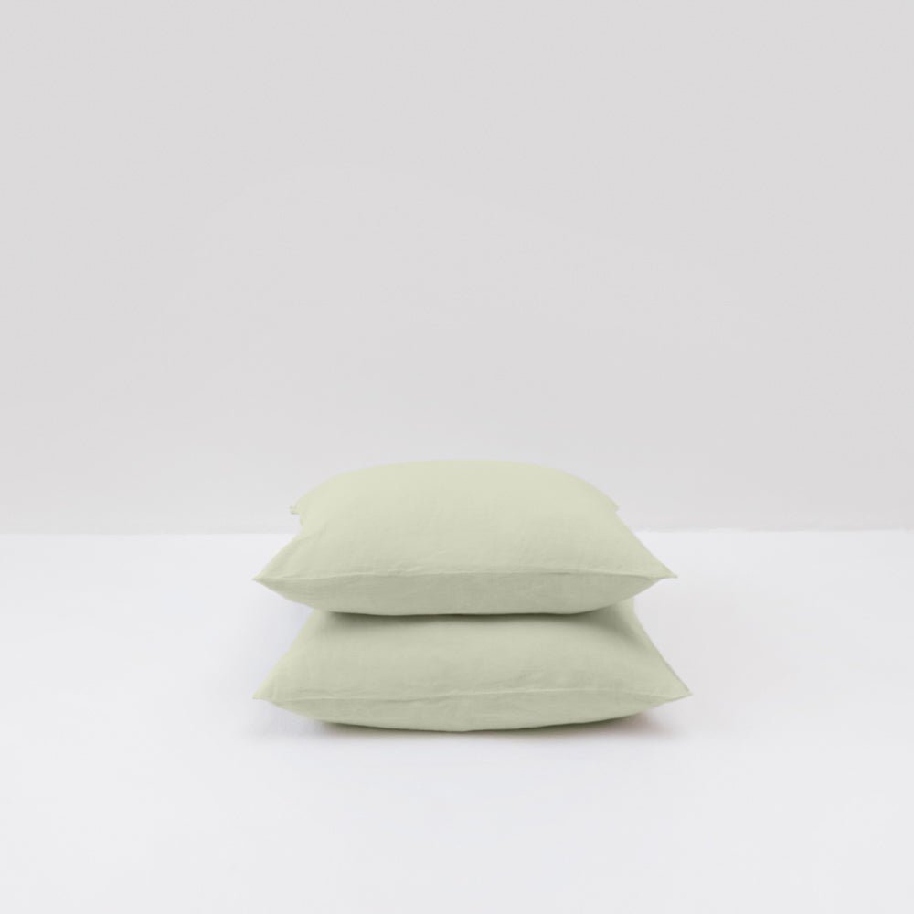 2 Pillowcases - 190G/M² Washed Linen - Sage Green