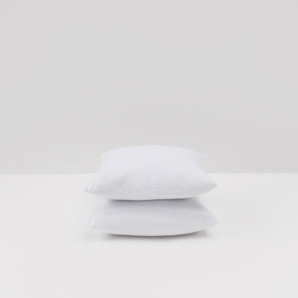 2 Taies D'Oreiller - En Percale De Coton Lavé 300 Fils - Blanc