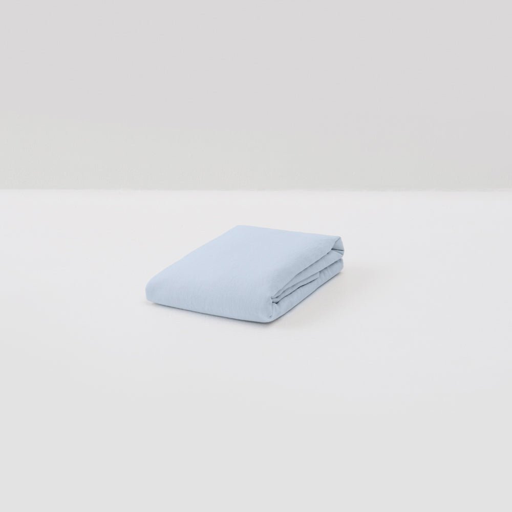 Drap Housse - En Lin Lavé 190G/M² - Bleu Glacier