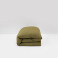 luxury hotel quality duvet cover in olive green washed linen maison most