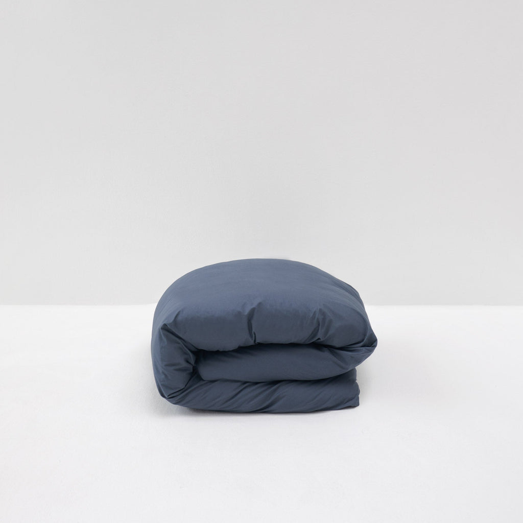 Duvet Cover - In 300 Thread Count Washed Cotton Percale - Storm Blue