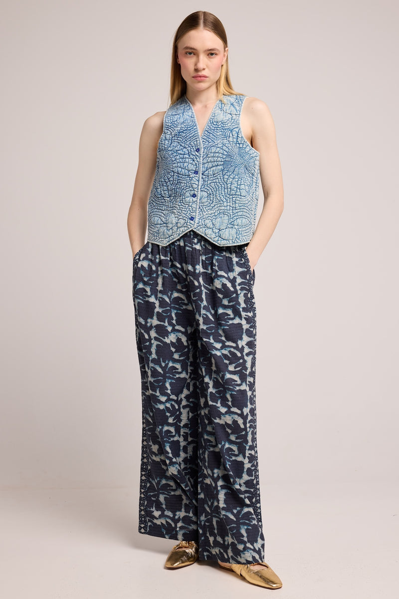 Mounira Pants - Print Mud Blue