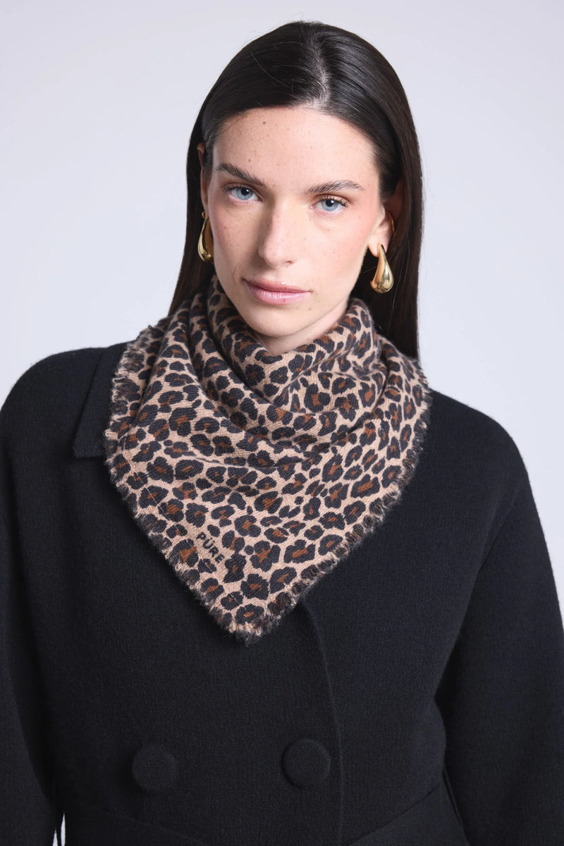 Echarpe Bandana Leopard Moussa En Cachemire - Beige Leopard - Mixte