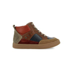 Pom d'Api – Pom D'Api - Mousse Bump - Marine/Vert Sapin, chaussure montante multicolore en cuir et daim, vue de profil sur fond blanc