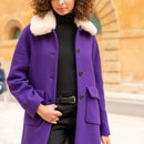 Manteau Évasé En Drap De Laine Vierge Violet