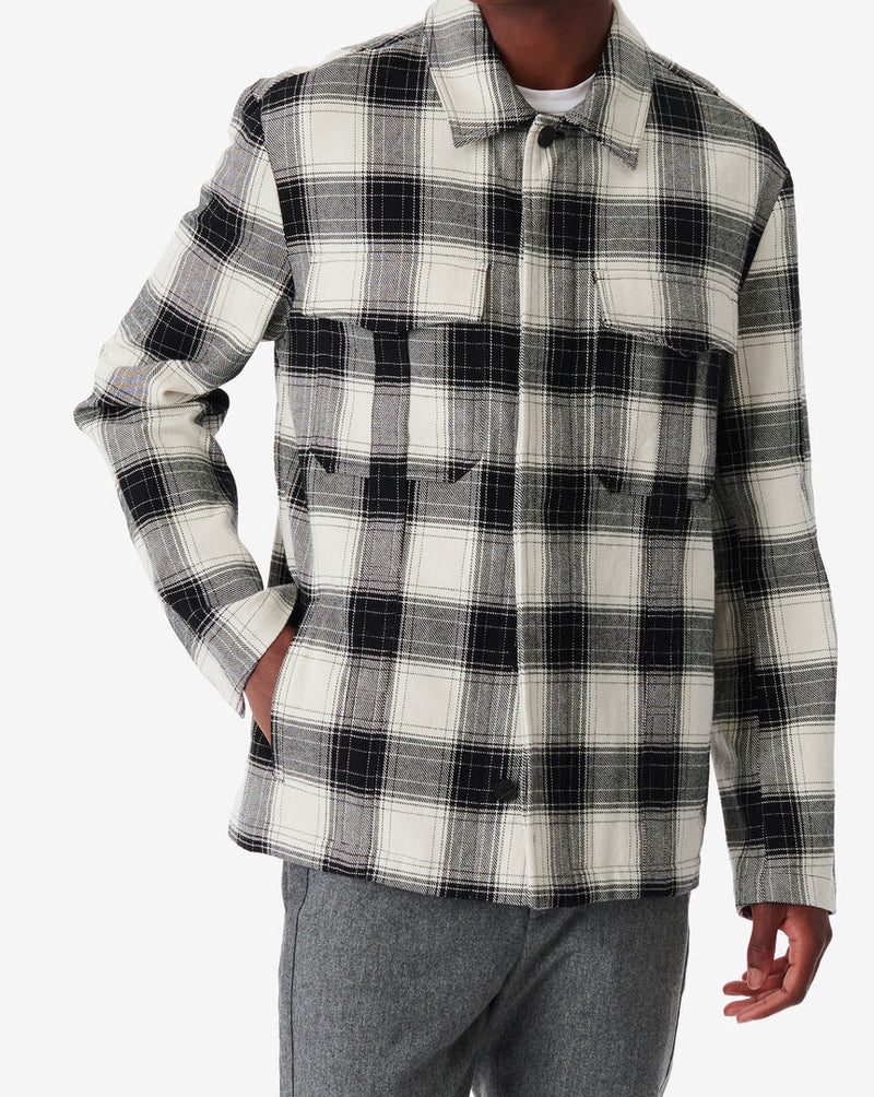 Fulvio Checked Overshirt - Mixed White