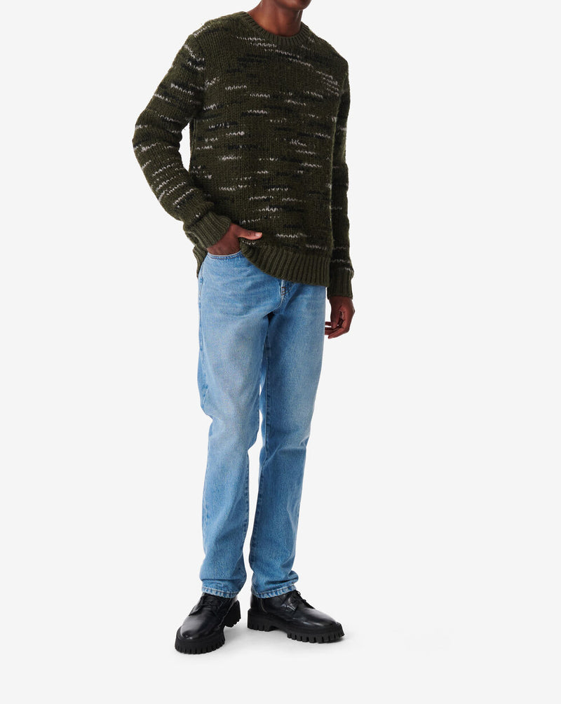 Pull Bicolore En Laine Bapo - Khaki/Black