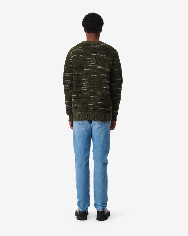 Pull Bicolore En Laine Bapo - Khaki/Black