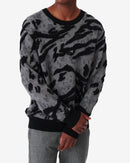 Pull Col Rond À Motif Pules - Print Animal Grey