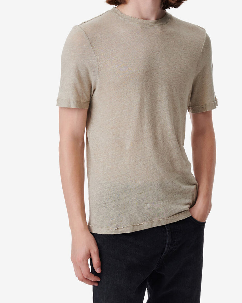 T-Shirt Col Rond En Lin Areso - Taupe