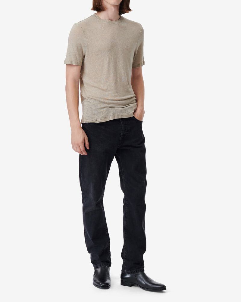 T-Shirt Col Rond En Lin Areso - Taupe