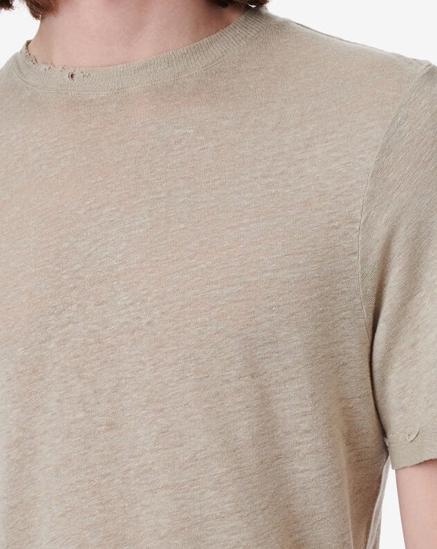 T-Shirt Col Rond En Lin Areso - Taupe