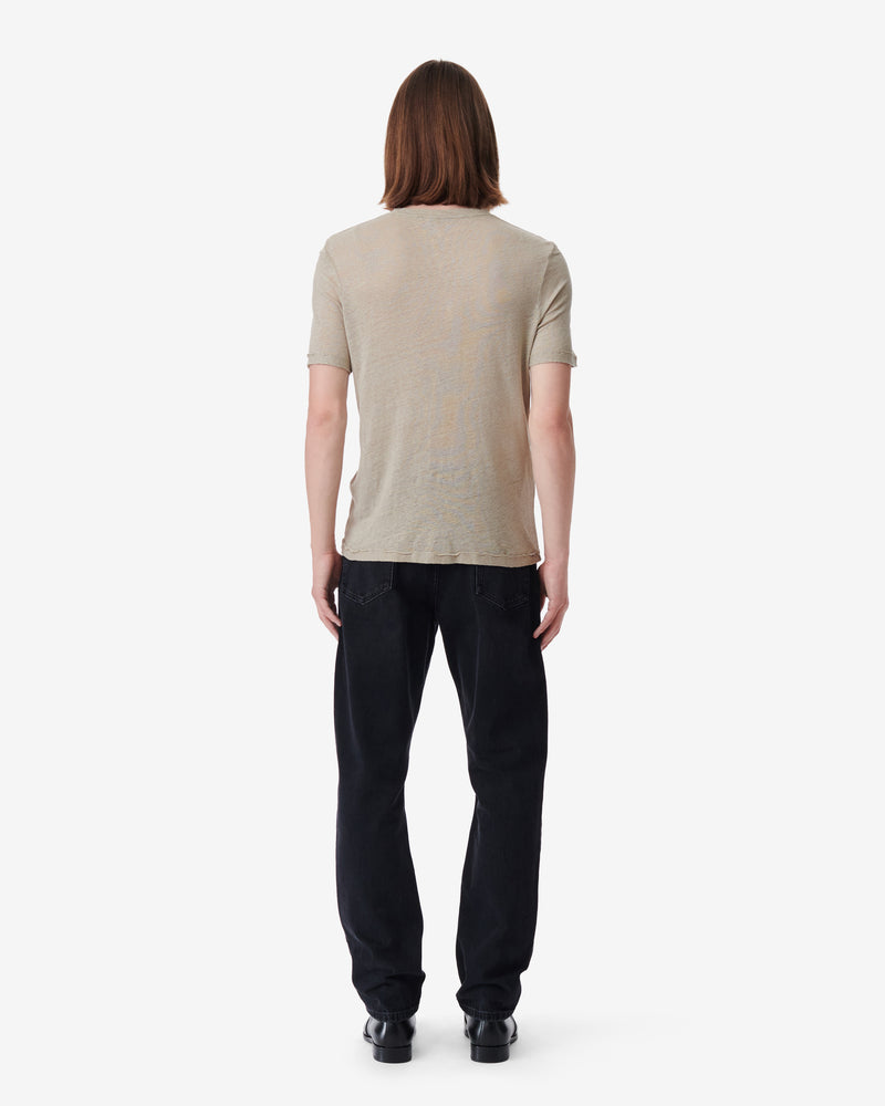 T-Shirt Col Rond En Lin Areso - Taupe