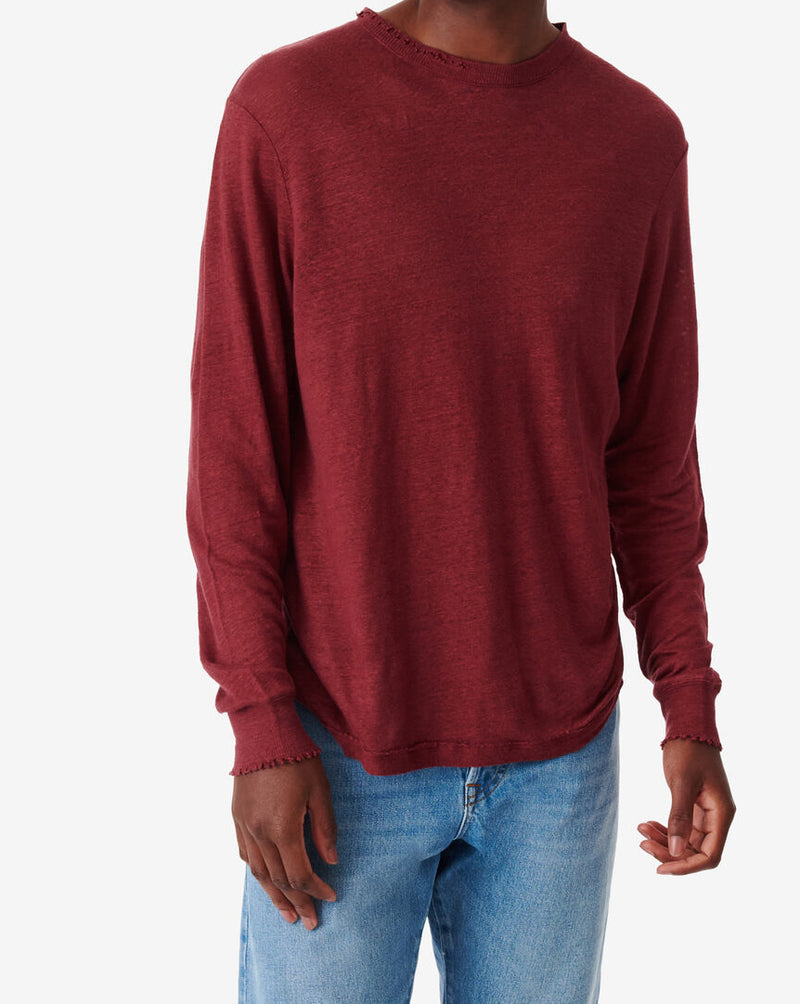 T-Shirt En Lin Col Rond Arona - Bordeaux