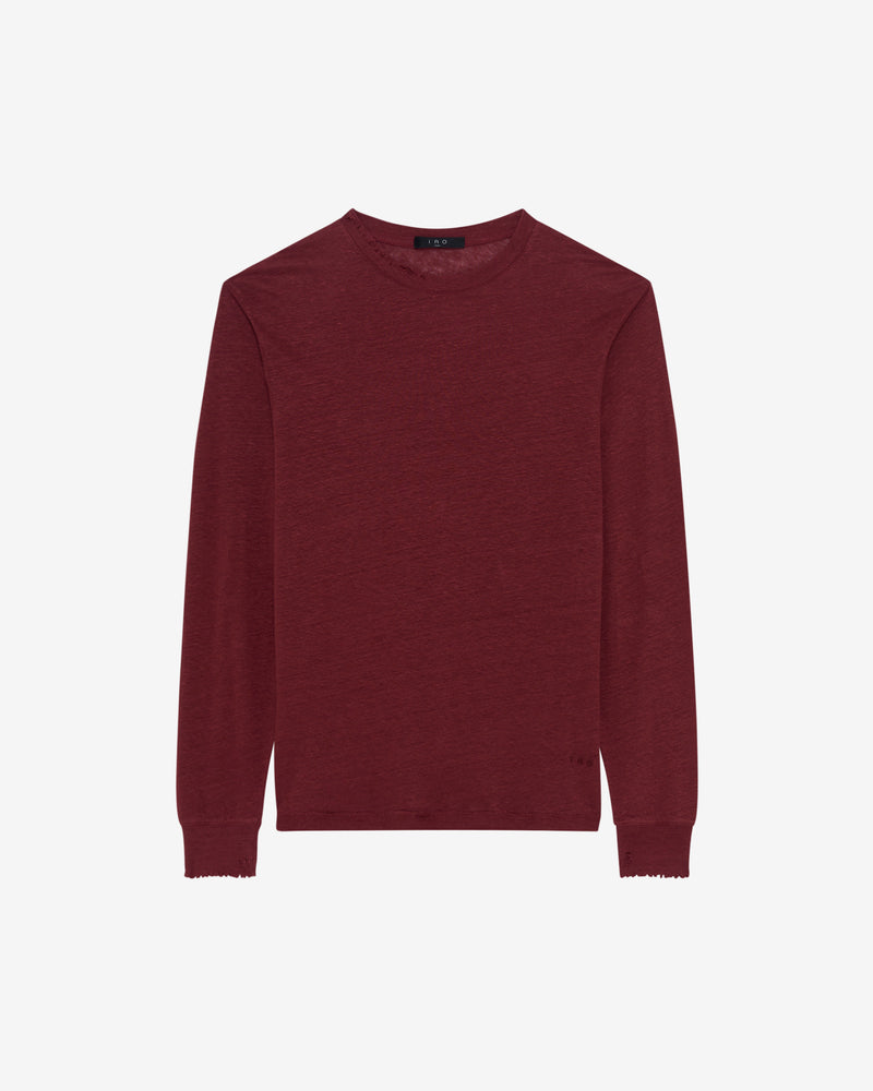T-Shirt En Lin Col Rond Arona - Bordeaux