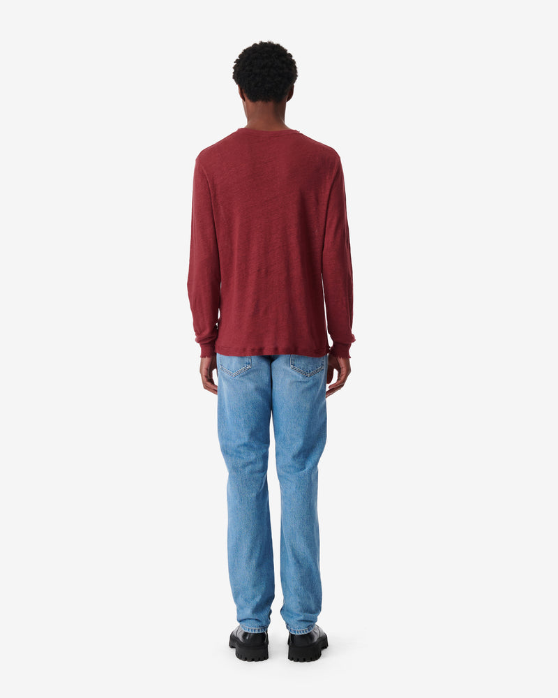 T-Shirt En Lin Col Rond Arona - Bordeaux