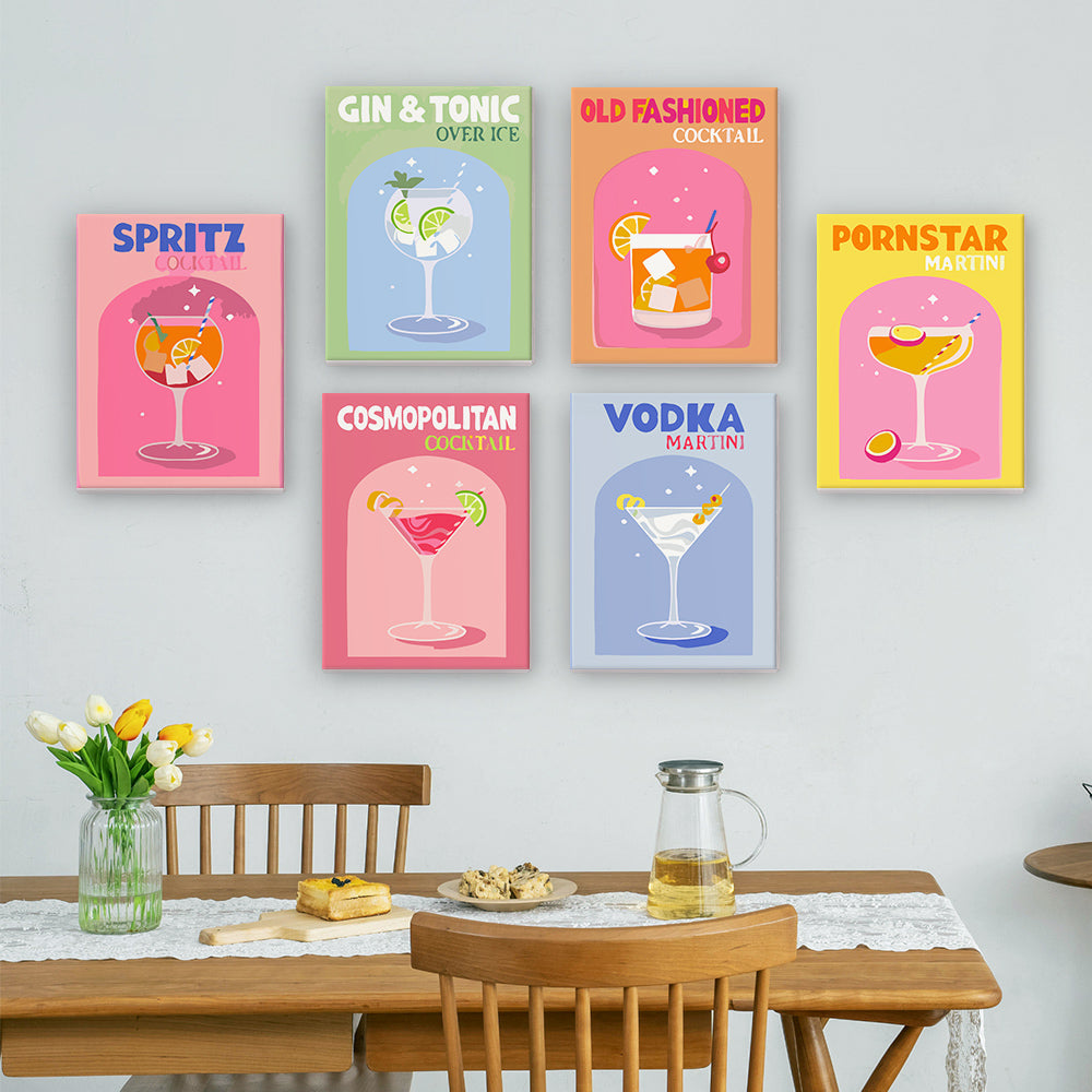 Mini Paint By Numbers 15X20Cm (6 Pieces) - Modern Bar Mixology Art Series 4