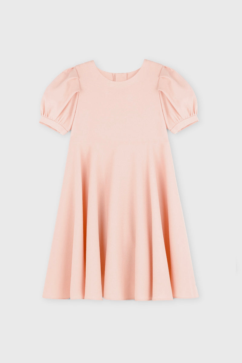 Robe En Crêpe À Manches Lanternes - Rose