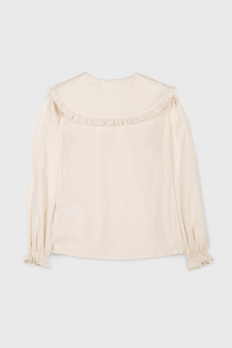 Blouse À Col En Popeline - Crème