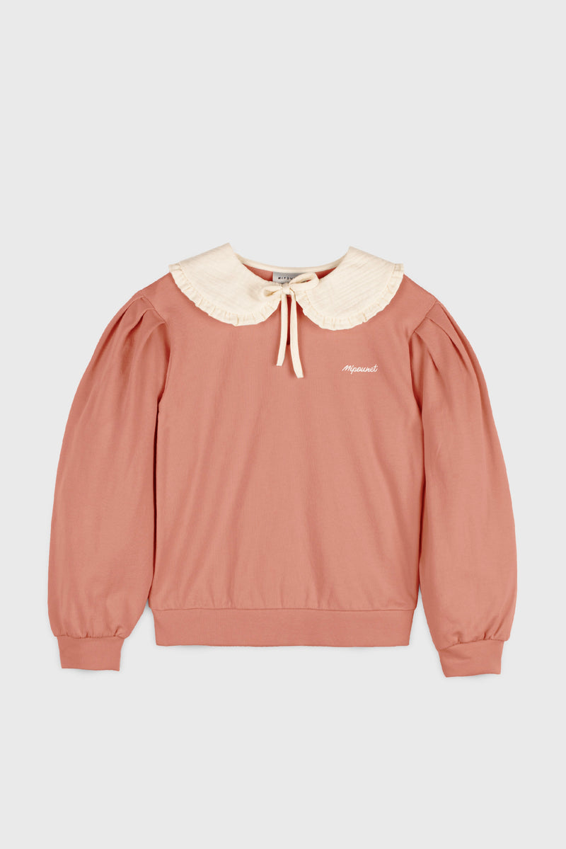 Sweatshirt À Col - Vieux Rose