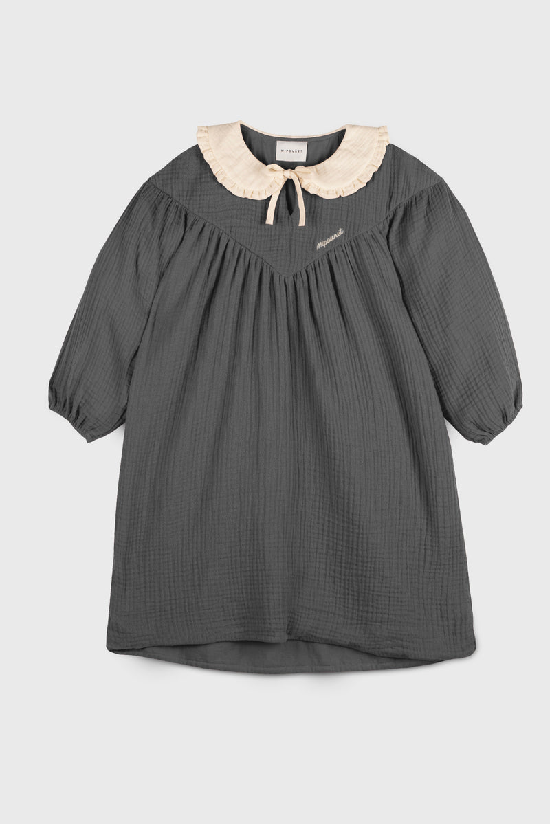 Robe Bambula À Col Célibataire - Gris Foncé