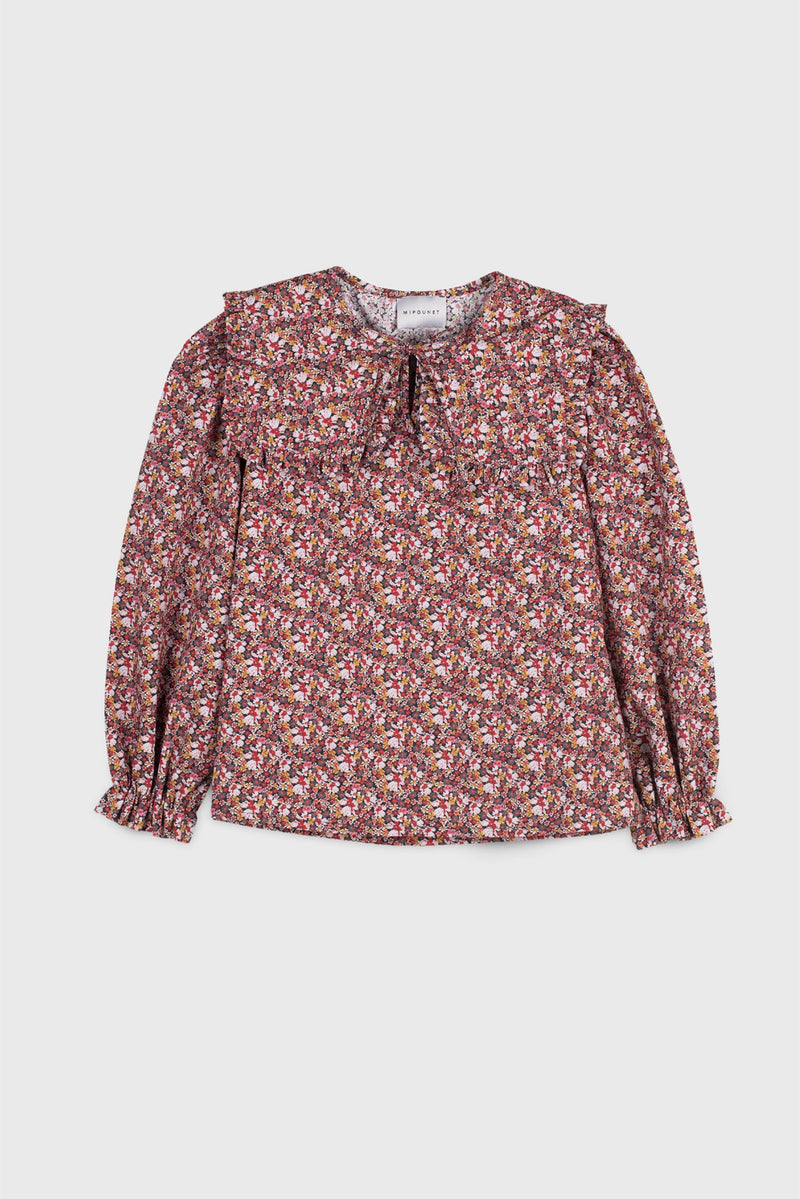 Blouse En Popeline Col Xl - Bourgogne/Imprimé