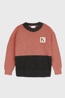 Pull En Maille Avec Logo Color Block - Vieux Rose/Gris