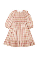 Robe Tartan À Smocks Viyella - Sable Rose