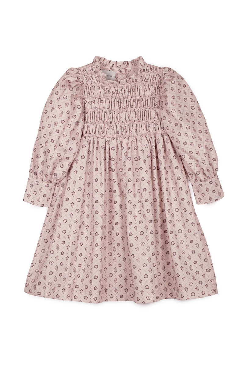 Robe Viyella À Volants - Sable Rose