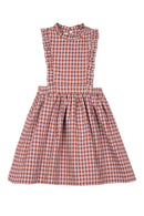 Robe Tablier À Volants Vichy - Bois Rose