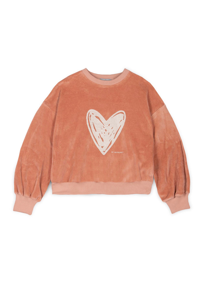 Sweatshirt En Velours De Coton Love - Rose