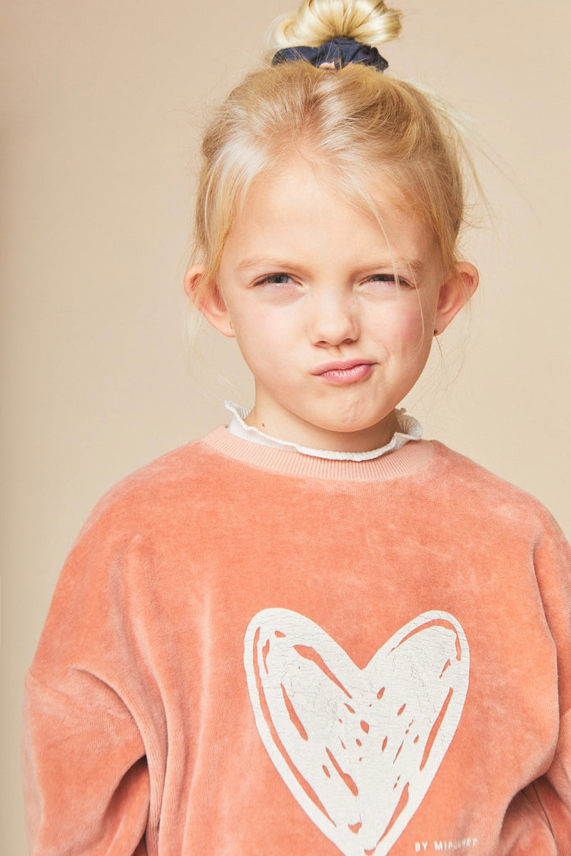 Sweatshirt En Velours De Coton Love - Rose