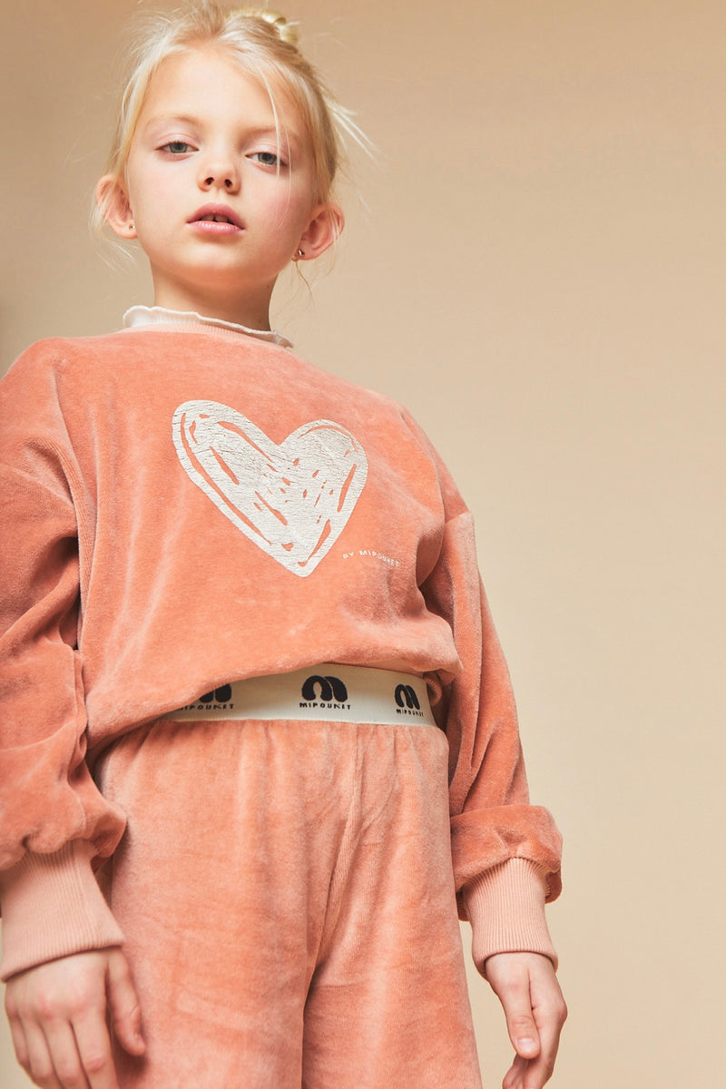 Sweatshirt En Velours De Coton Love - Rose