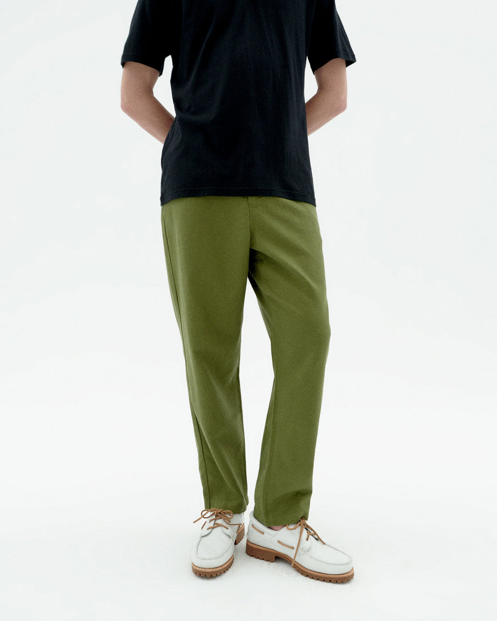 Pantalón Relajado Con Pinzas de Cáñamo Moero - Verde