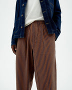 Pantaloni a righe marroni Luc sostenibili-3