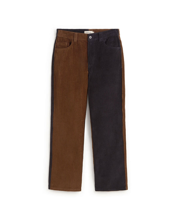 Pantaloni Dritti in Velluto a Coste David - Blu Navy e Marrone