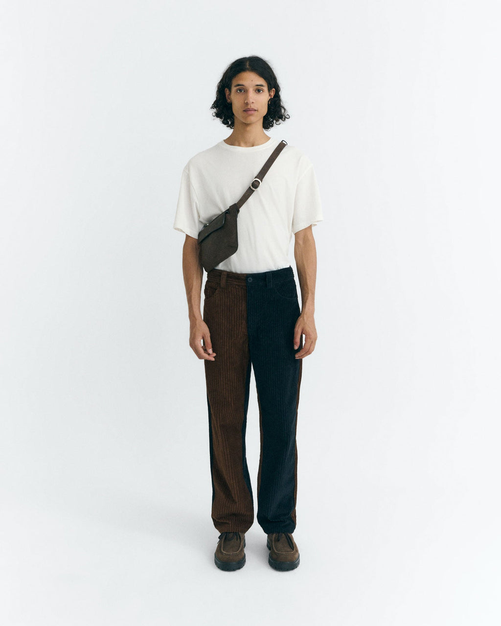 Pantalon Droit En Velours Côtelé David - Bleu Marine Et Marron